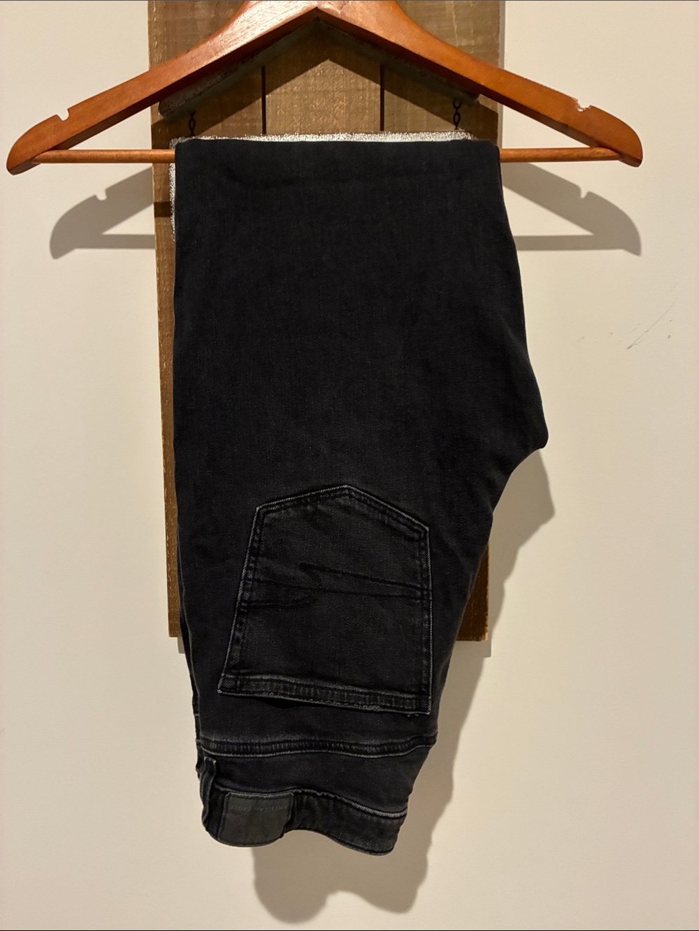 Black Denim Jeans with Back Patch Pocket